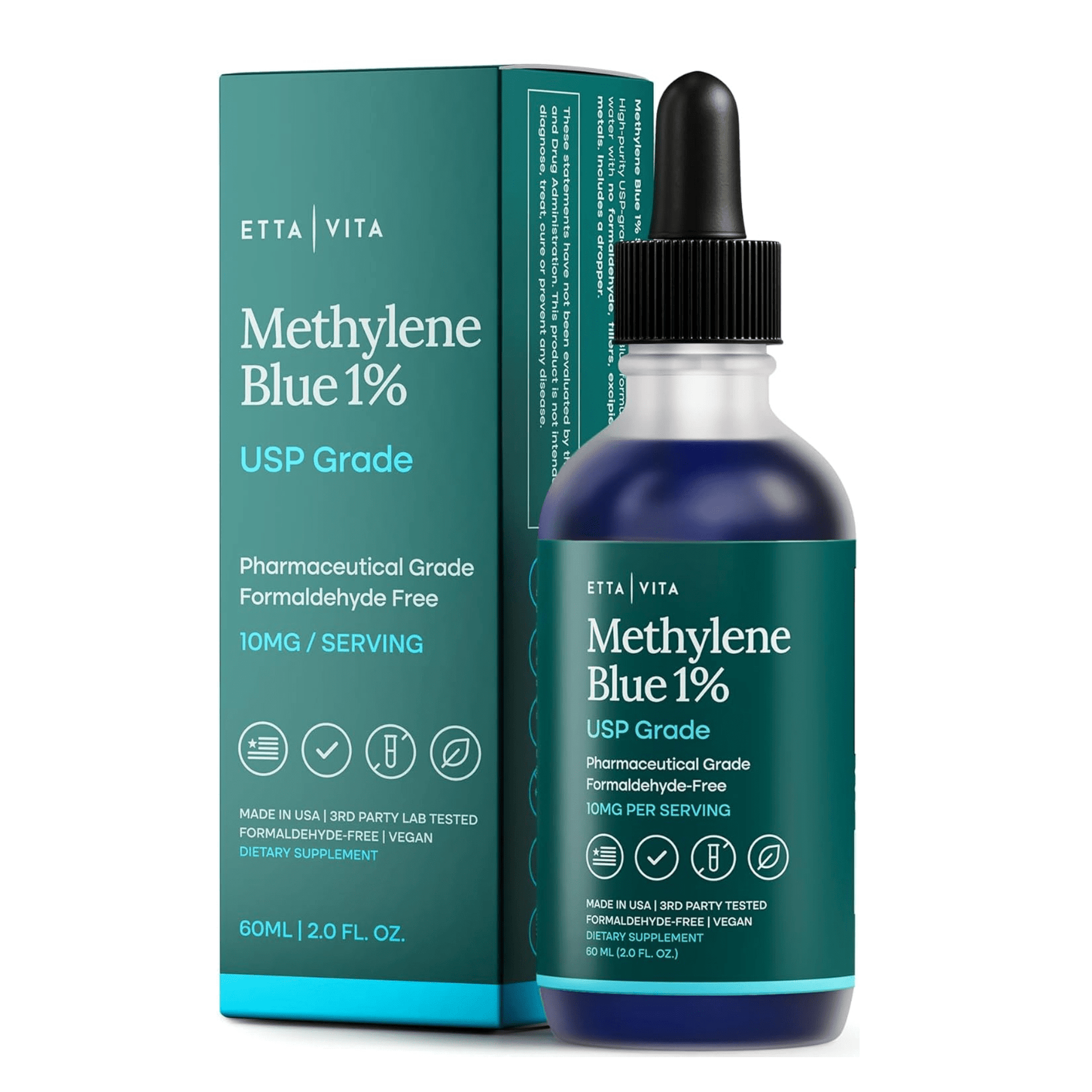 Methylene Blue Drops - USP Pharma Grade - Made In USA - Vegan America