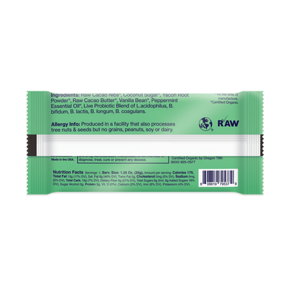 Sunbiotics Better Biome Bar - Probiotic Chocolate Bar - Mint - Vegan America