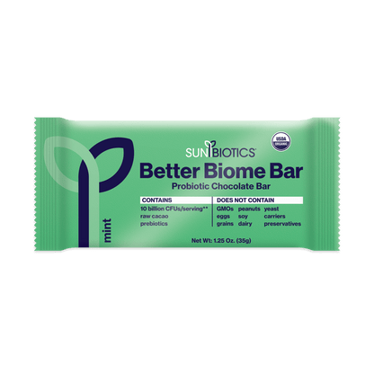 Sunbiotics Better Biome Bar - Probiotic Chocolate Bar - Mint - Vegan America