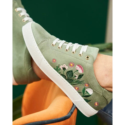 Virevolte Recycled Grain Vegan Suede Embroidered Sneakers | Garden