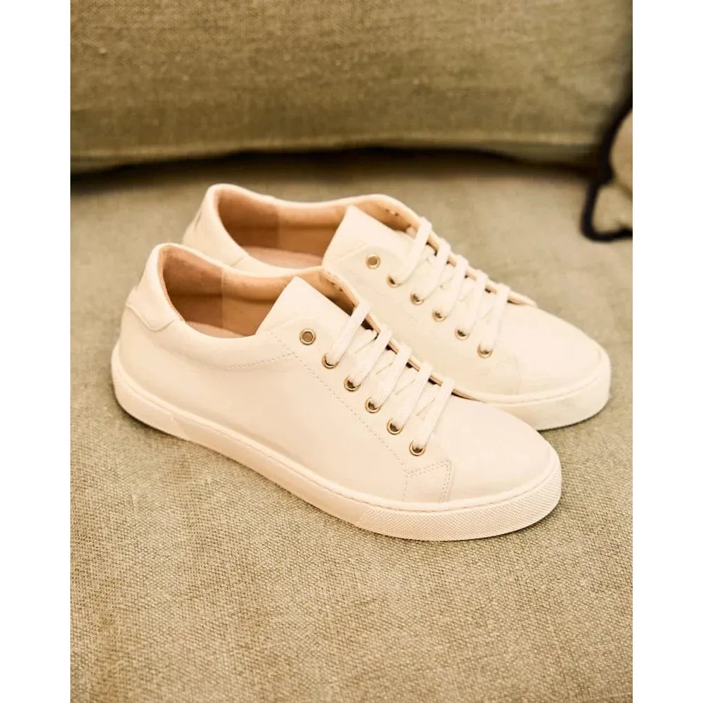 Virevolte Recycled Grain Leather Vegan Sneakers | Cream