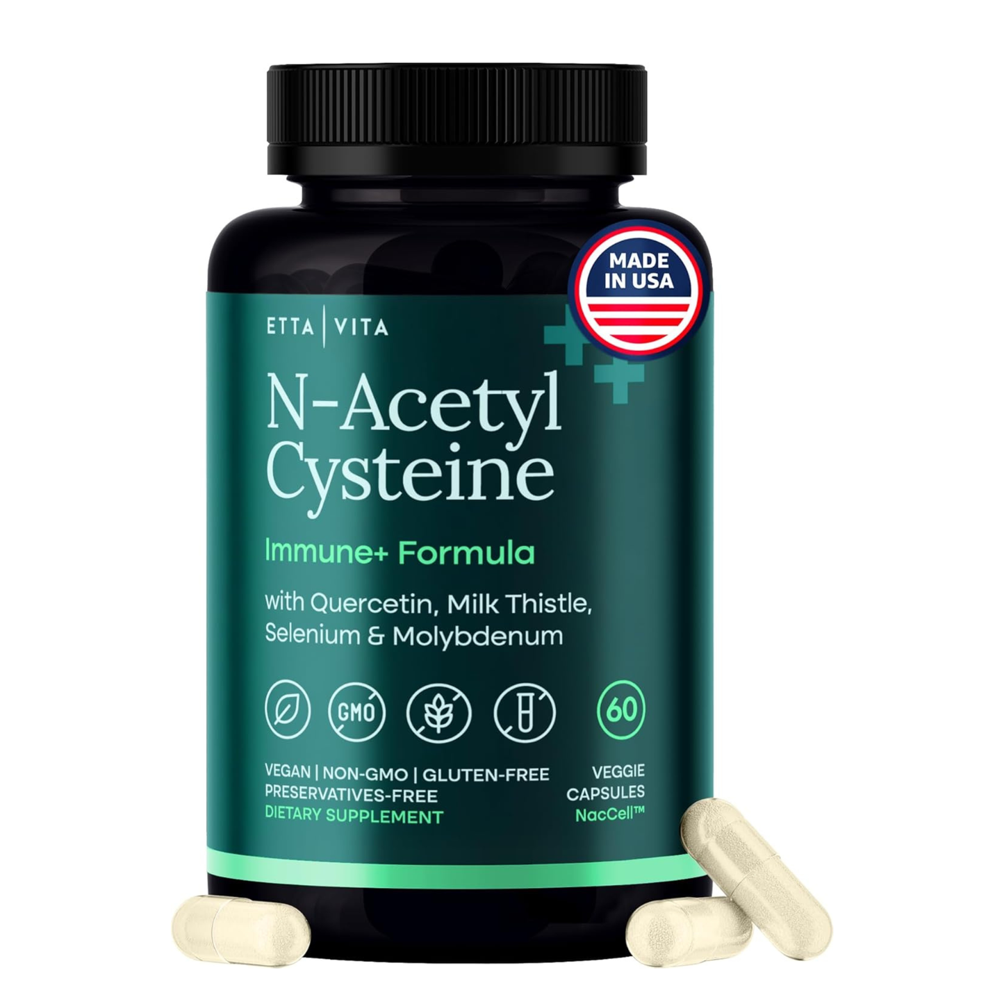Vegan Liver Detox & Cleanse - NAC Supplement N-Acetyl Cysteine 600mg with Quercetin, Milk Thistle, Molybdenum & Selenium, N-Acetyl-Cysteine Capsules for Immune Support, Respiratory & Brain Health