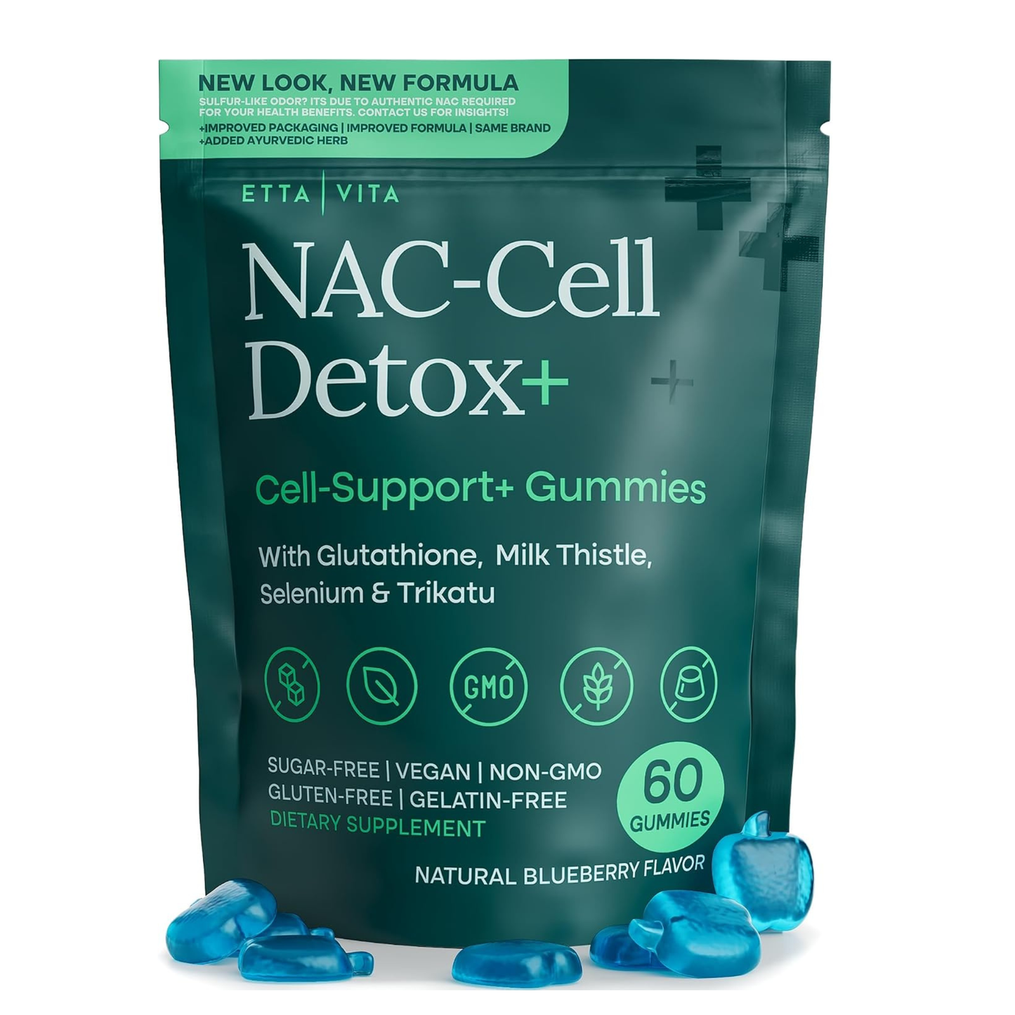 Sugar-Free NAC Gummies, N Acetyl Cysteine Supplement with Milk Thistle, Glutathione, Trikatu & Selenium, Supplement for Energy, Respiratory Health, Liver Detox & Cleanse, Kidney, Antioxidant Support