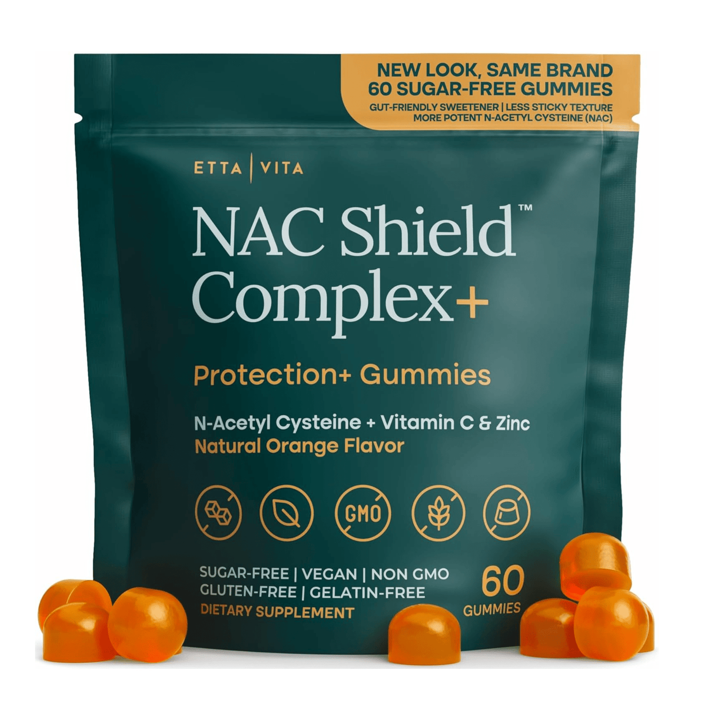 Sugar - Free Gummies - NAC Shield (Immune Support Complex) N - Acetyl Cysteine, Vitamin C & Zinc - Vegan America