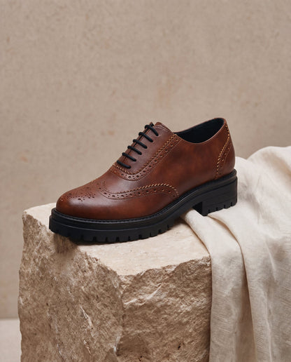 Women's Vegan Brogue Derby Shoes Grace Brown