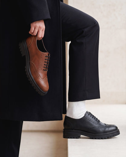 Women's Vegan Brogue Derby Shoes Grace Brown