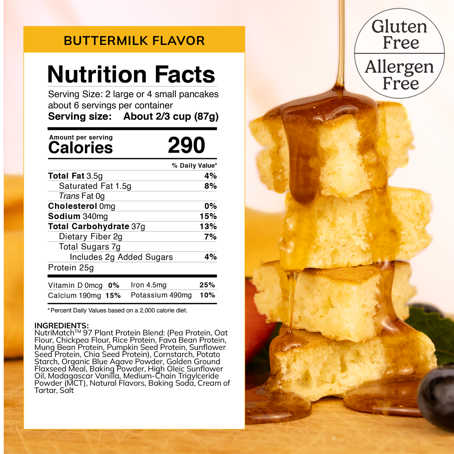 LiveComplete Pancake & Waffle Mix - Gluten & Allergen Free Blend - Buttermilk Flavor