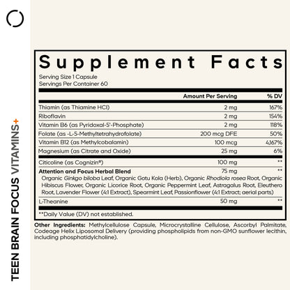 Teen Brain Focus Vitamins+
