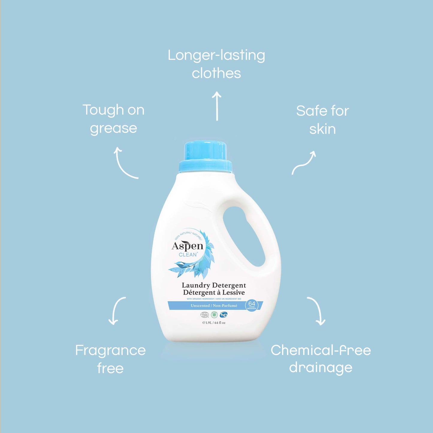 AspenClean Unscented Laundry Detergent Natural, Organic
