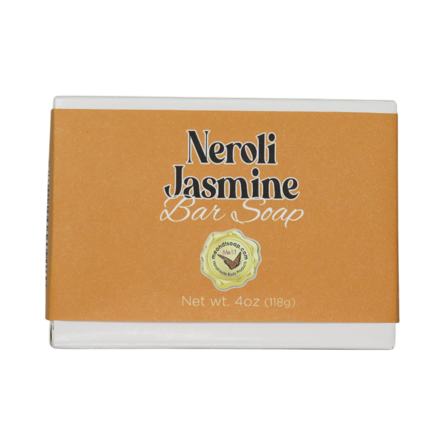Neroli Jasmine Bar Soap in a white box with a peach label