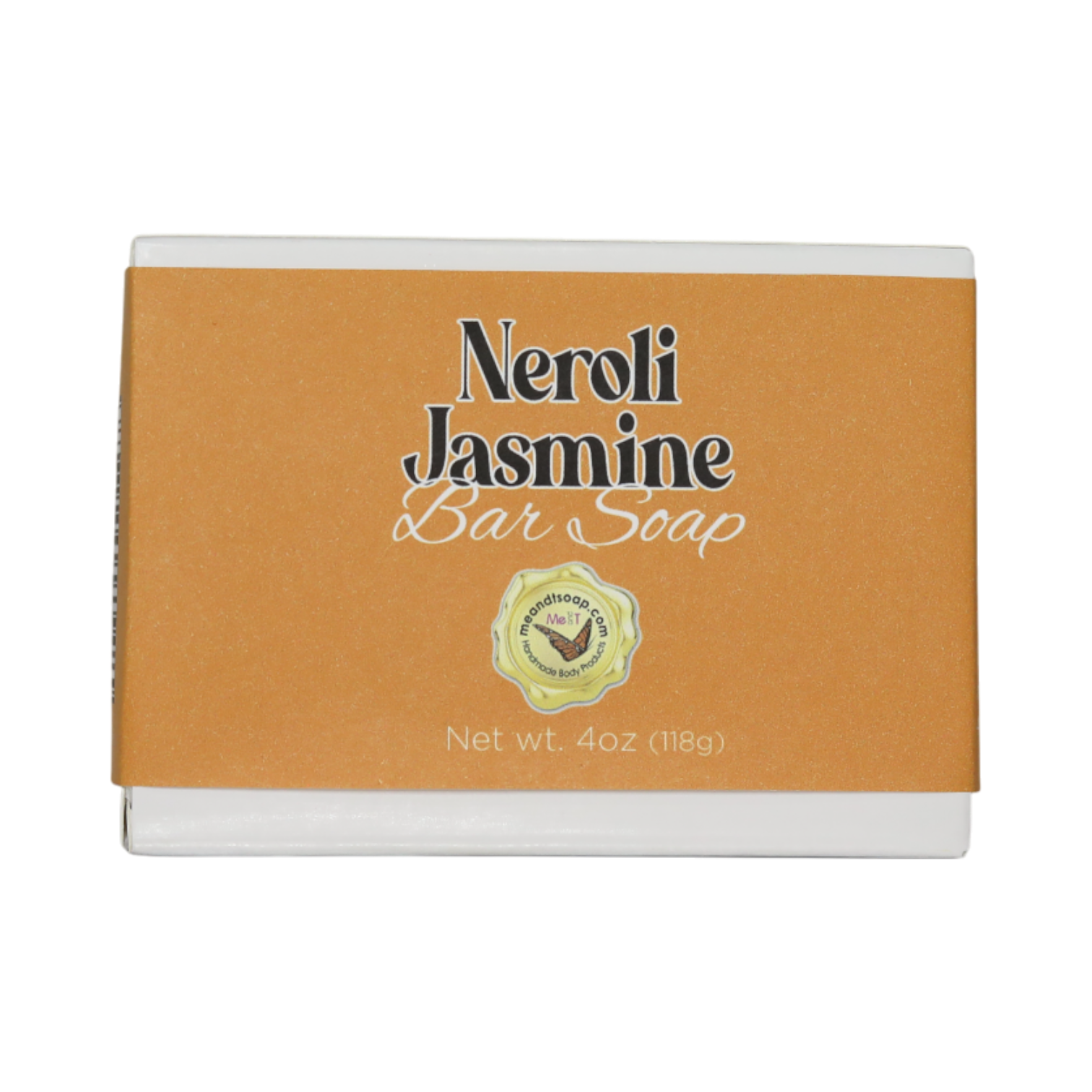 Neroli Jasmine Bar Soap in a white box with a peach label