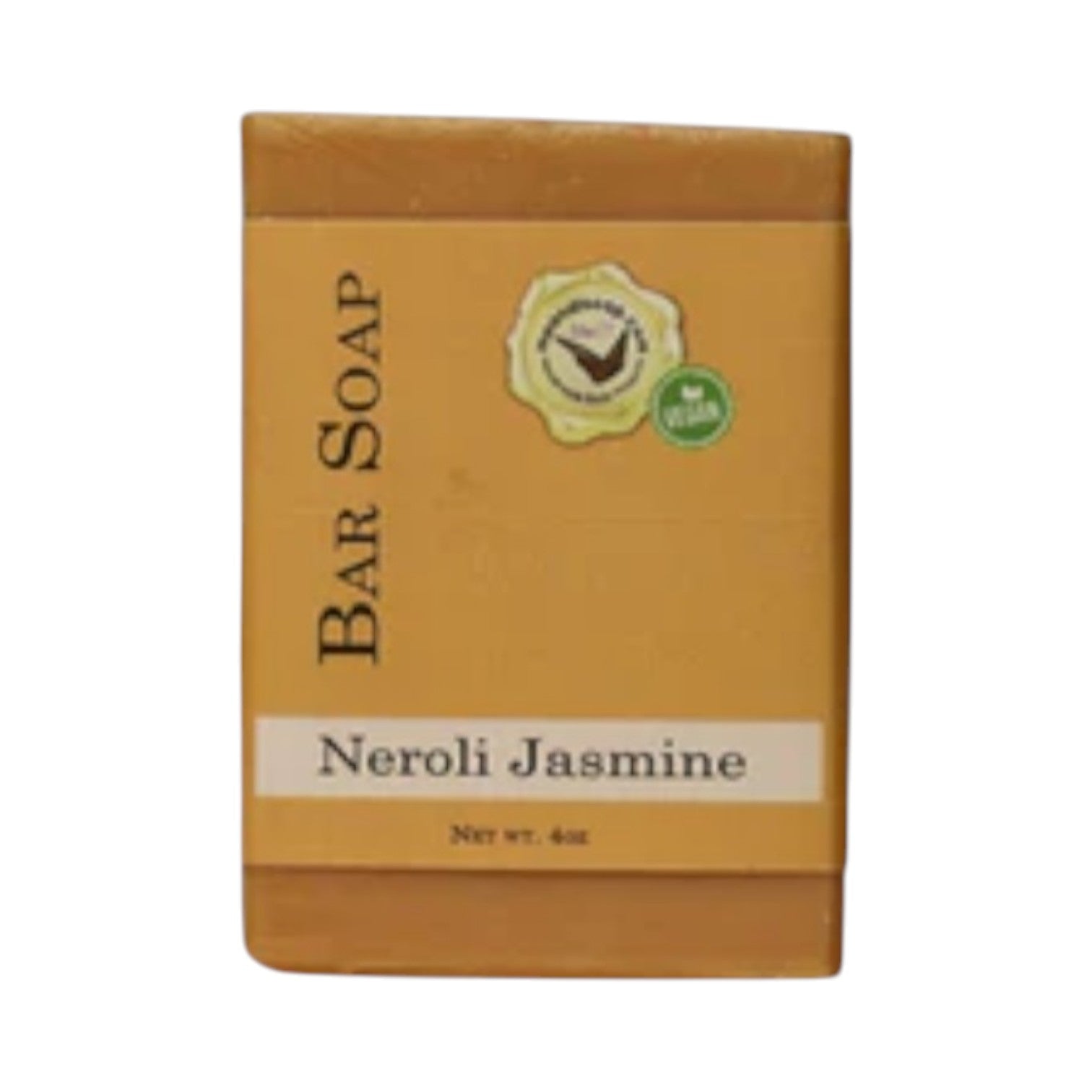 Neroli and Jasmine Bar Soap shown with a peach label