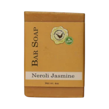 Neroli and Jasmine Bar Soap shown with a peach label