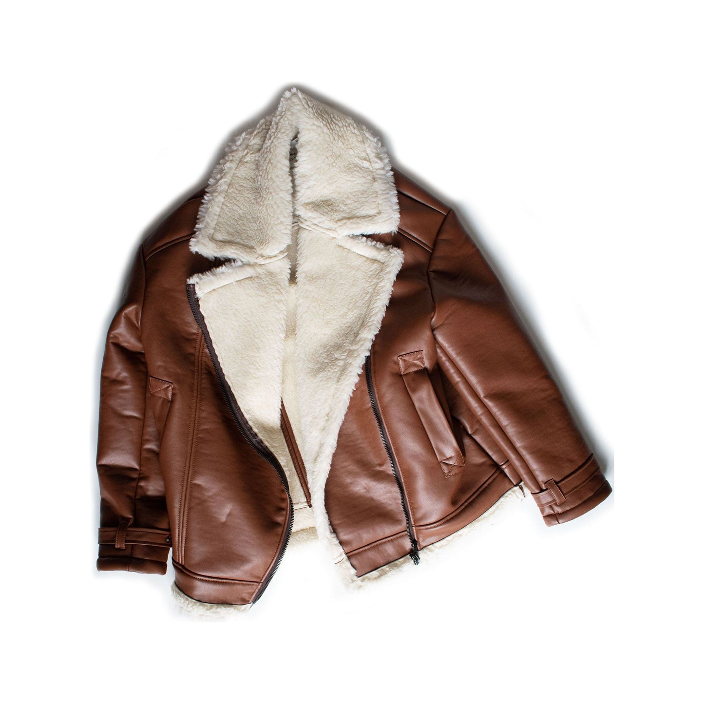 Oversized Recycled Vegan Shearling Aviator Jacket