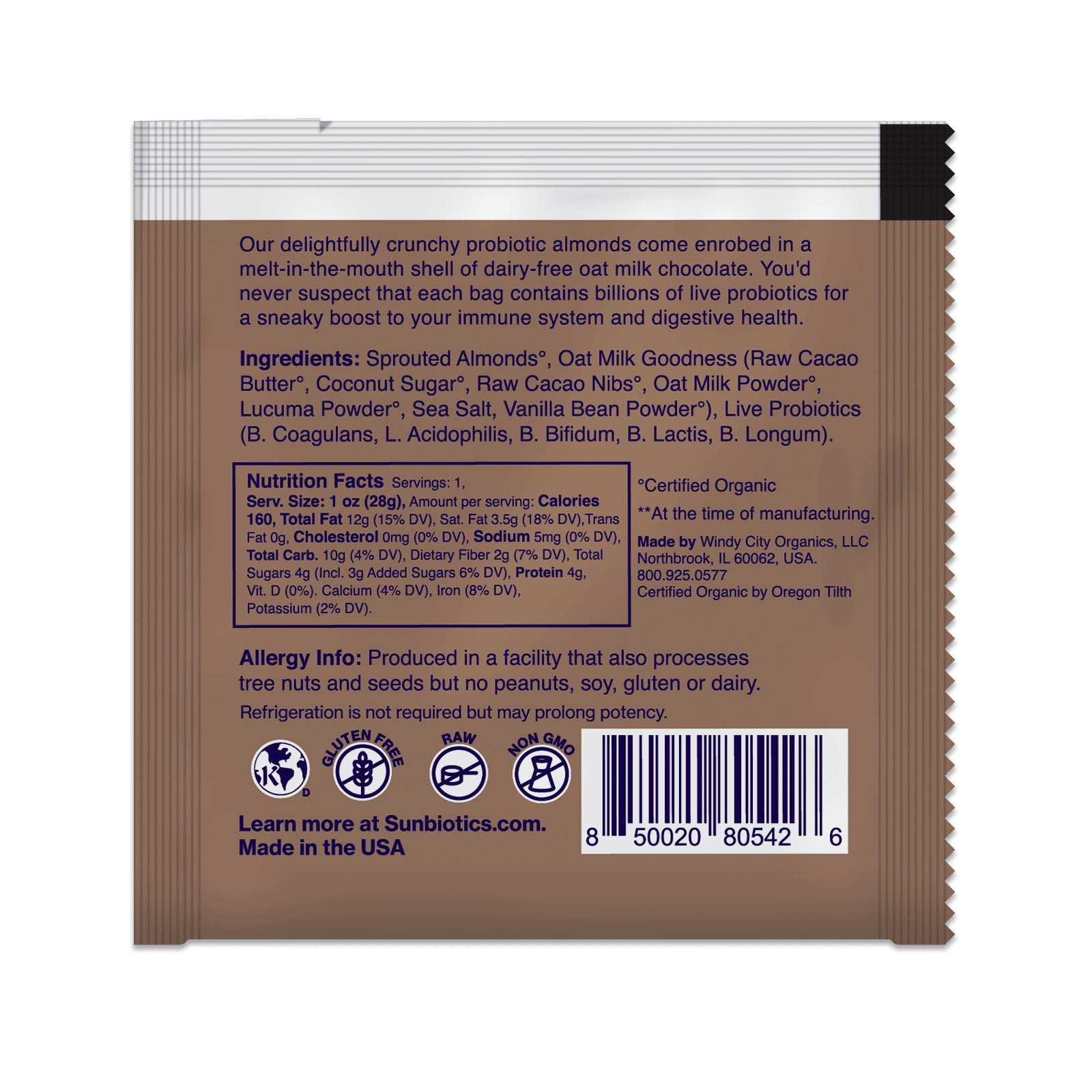 Activated Almonds - Infused with Probiotic - Oat Milk Chocolate - Vegan America