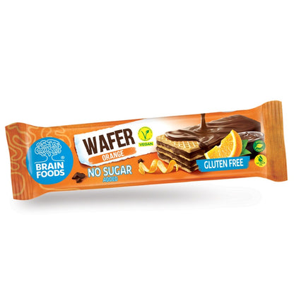 BRAIN FOODS Orange Chocolate Gluten Free Vegan Wafer, Box of 12