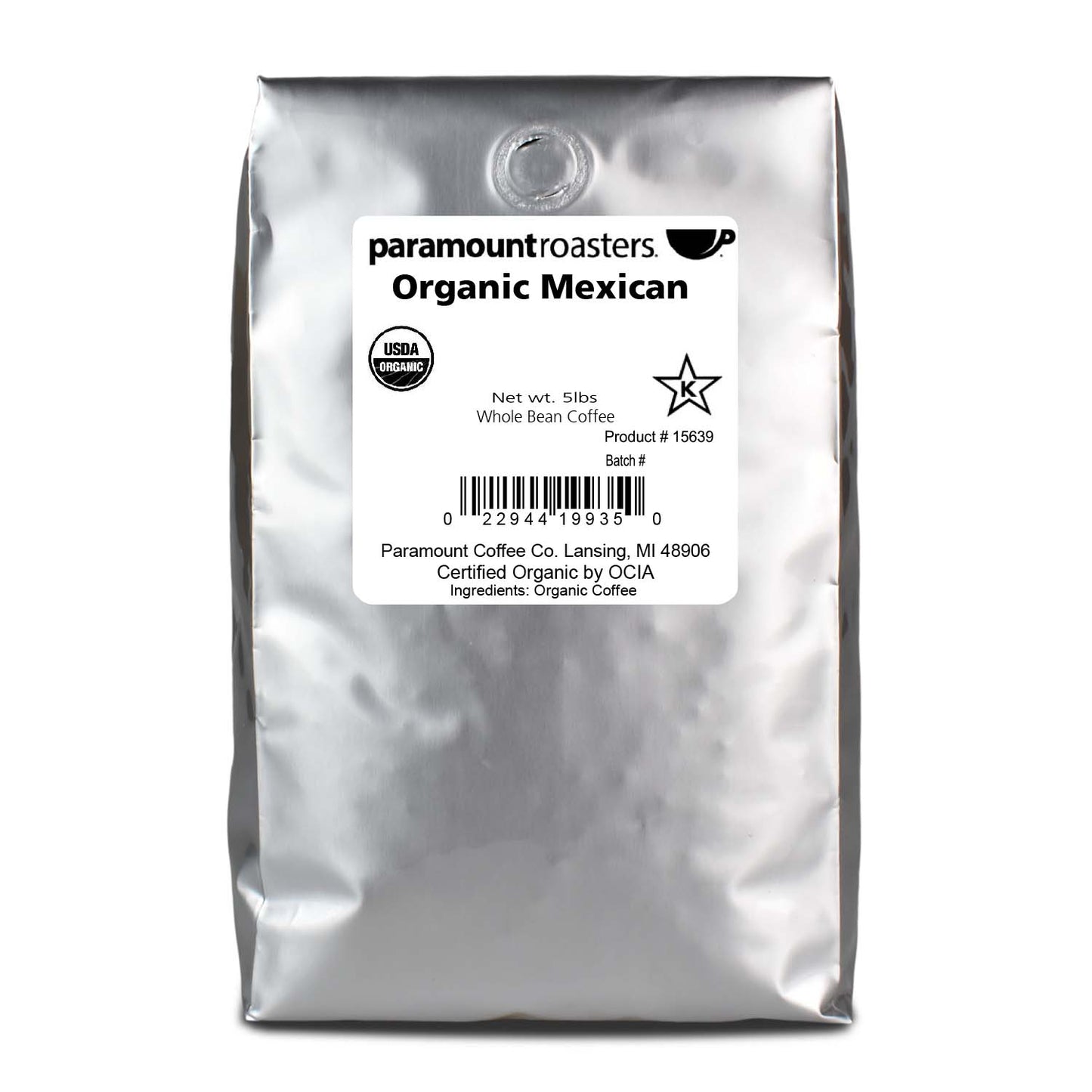 Organic Mexican 5lb Whole Bean Coffee