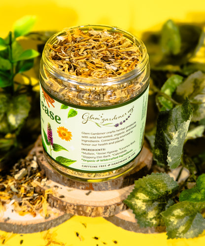 RESPIRATOR-EASE • Loose leaf herbal tea for Respiratory support with American-grown & organic Mullein, Licorice root, Anise Hyssop, Slippery Elm and Calendula