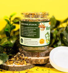 RESPIRATOR-EASE • Loose leaf herbal tea for Respiratory support with American-grown & organic Mullein, Licorice root, Anise Hyssop, Slippery Elm and Calendula