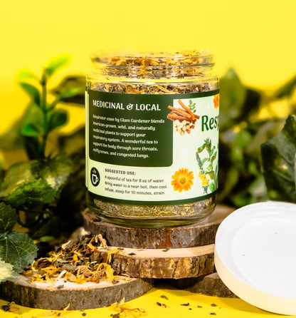 RESPIRATOR-EASE • Loose leaf herbal tea for Respiratory support with American-grown & organic Mullein, Licorice root, Anise Hyssop, Slippery Elm and Calendula