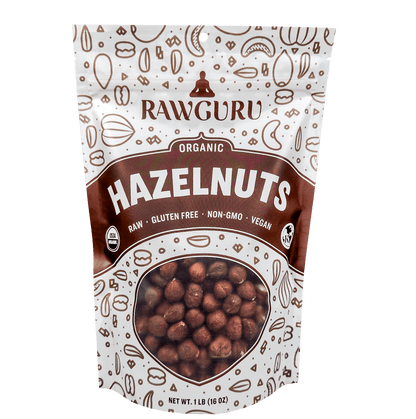 RawGuru Raw Organic Hazelnuts - 16 oz - Vegan America