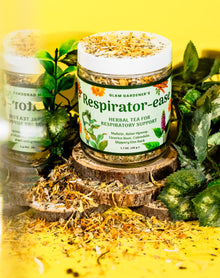 RESPIRATOR-EASE • Loose leaf herbal tea for Respiratory support with American-grown & organic Mullein, Licorice root, Anise Hyssop, Slippery Elm and Calendula