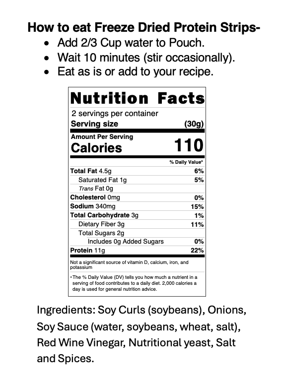 Oven Roasted Protein Strips - Go Bag (12 Servings) - Vegan America