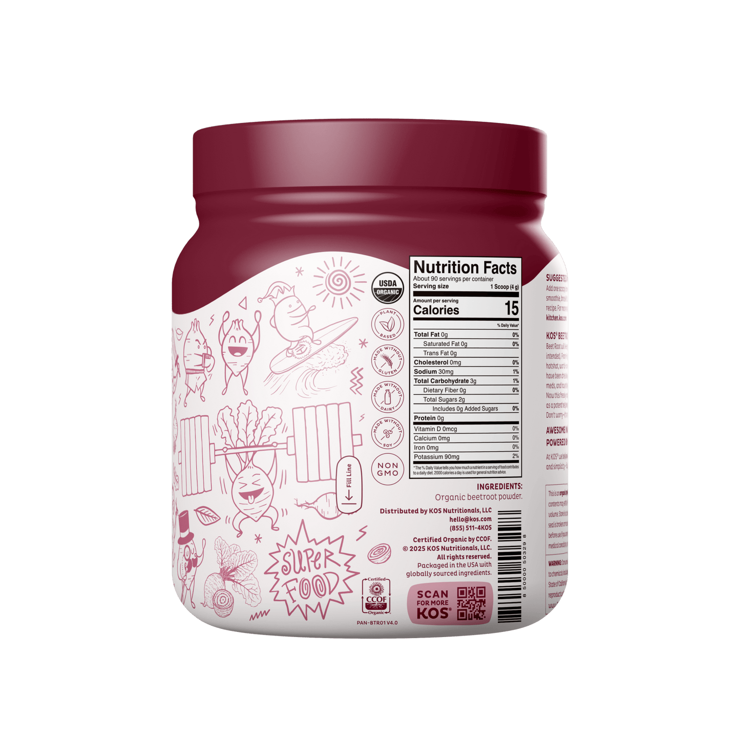 Organic Beet Root Powder, 90 Servings - Vegan America