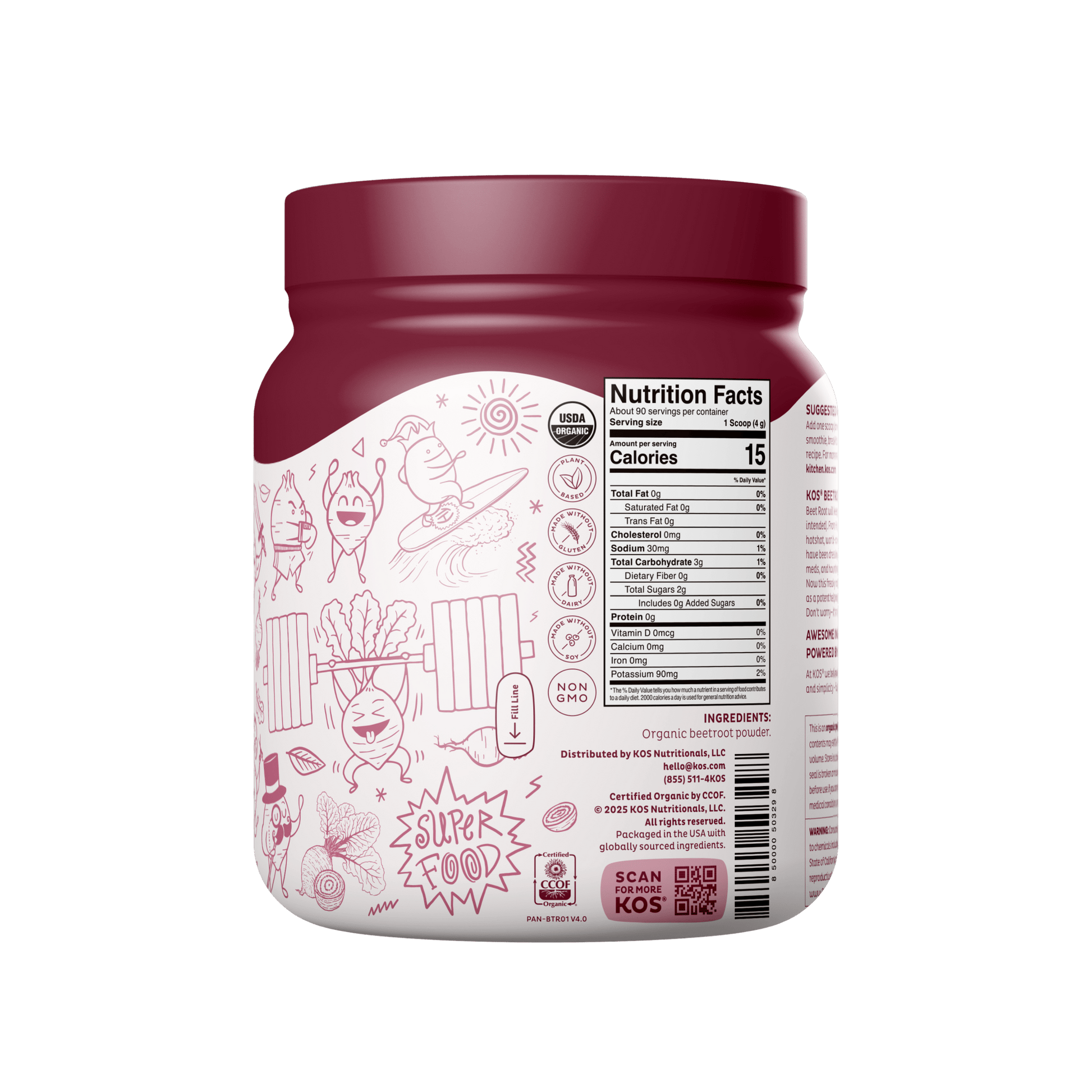 Organic Beet Root Powder, 90 Servings - Vegan America