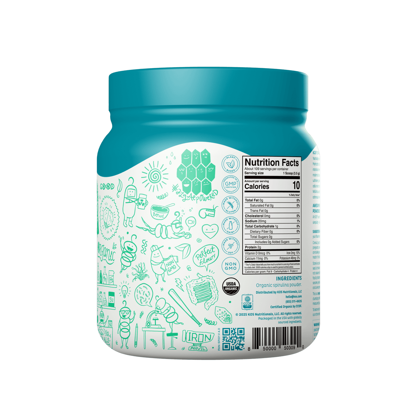 Organic Spirulina Powder, 109 Servings - Vegan America
