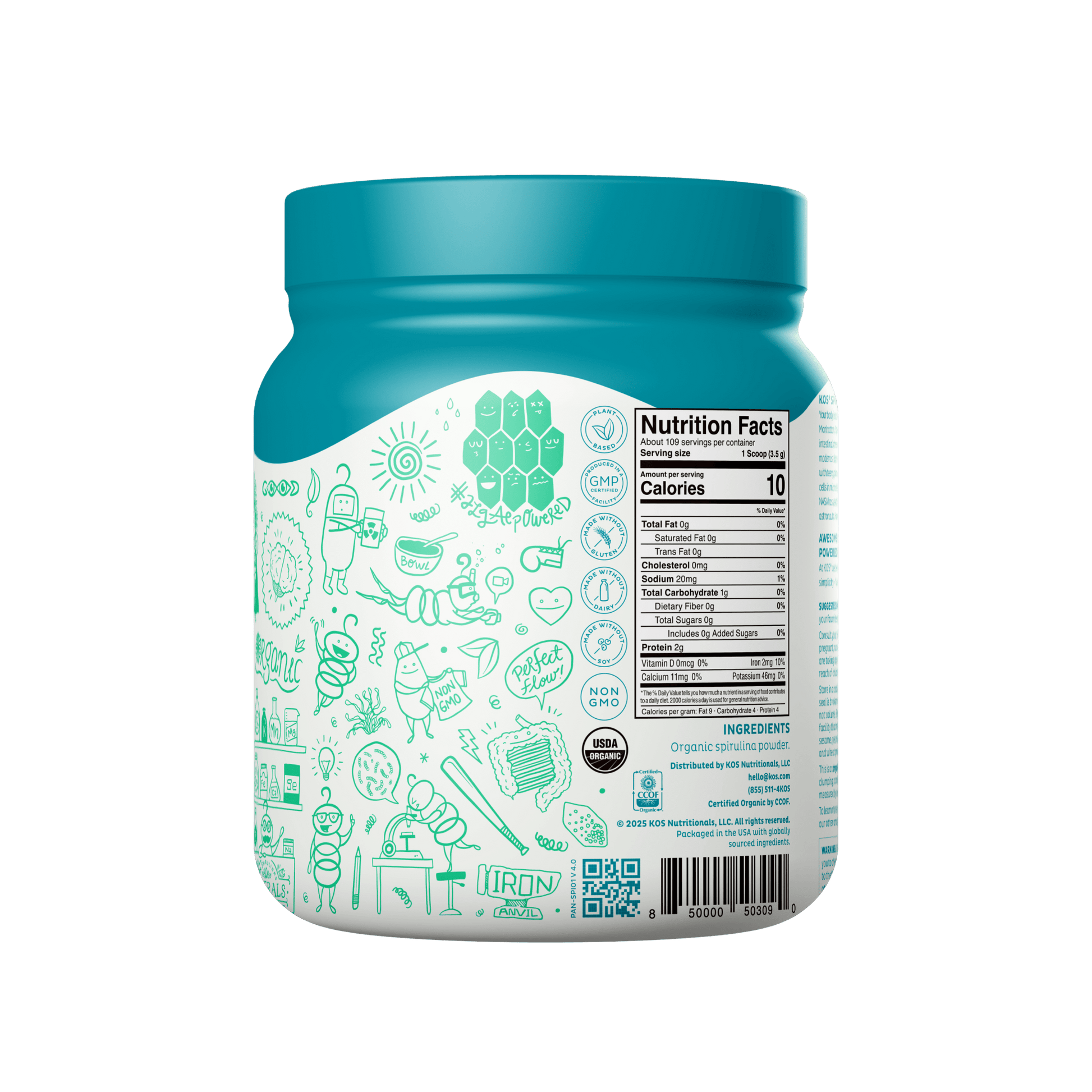 Organic Spirulina Powder, 109 Servings - Vegan America