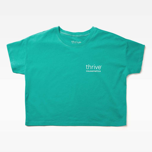 Turquoise Thrive Causemetics Cropped t-shirt