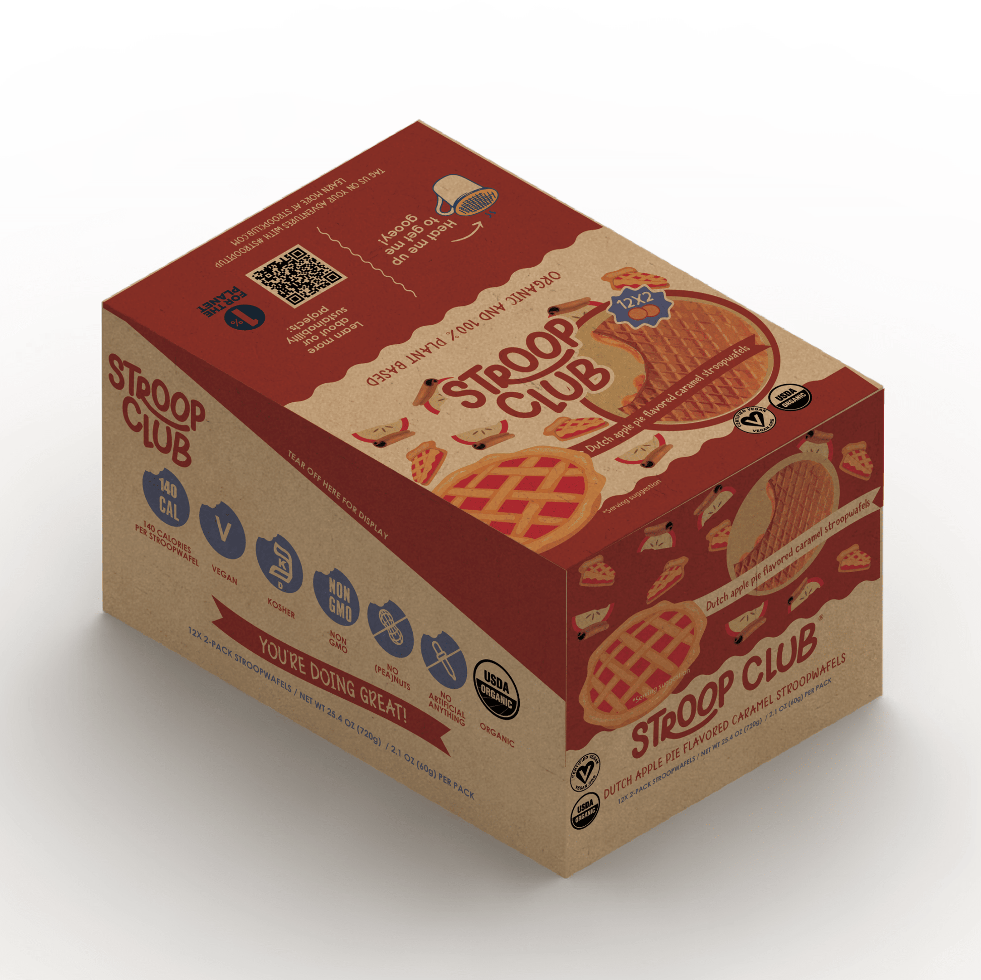 Apple Pie Caramel Plant Based and Organic Stroopwafels (box of 12x 2 - pack - 24 total) - Vegan America