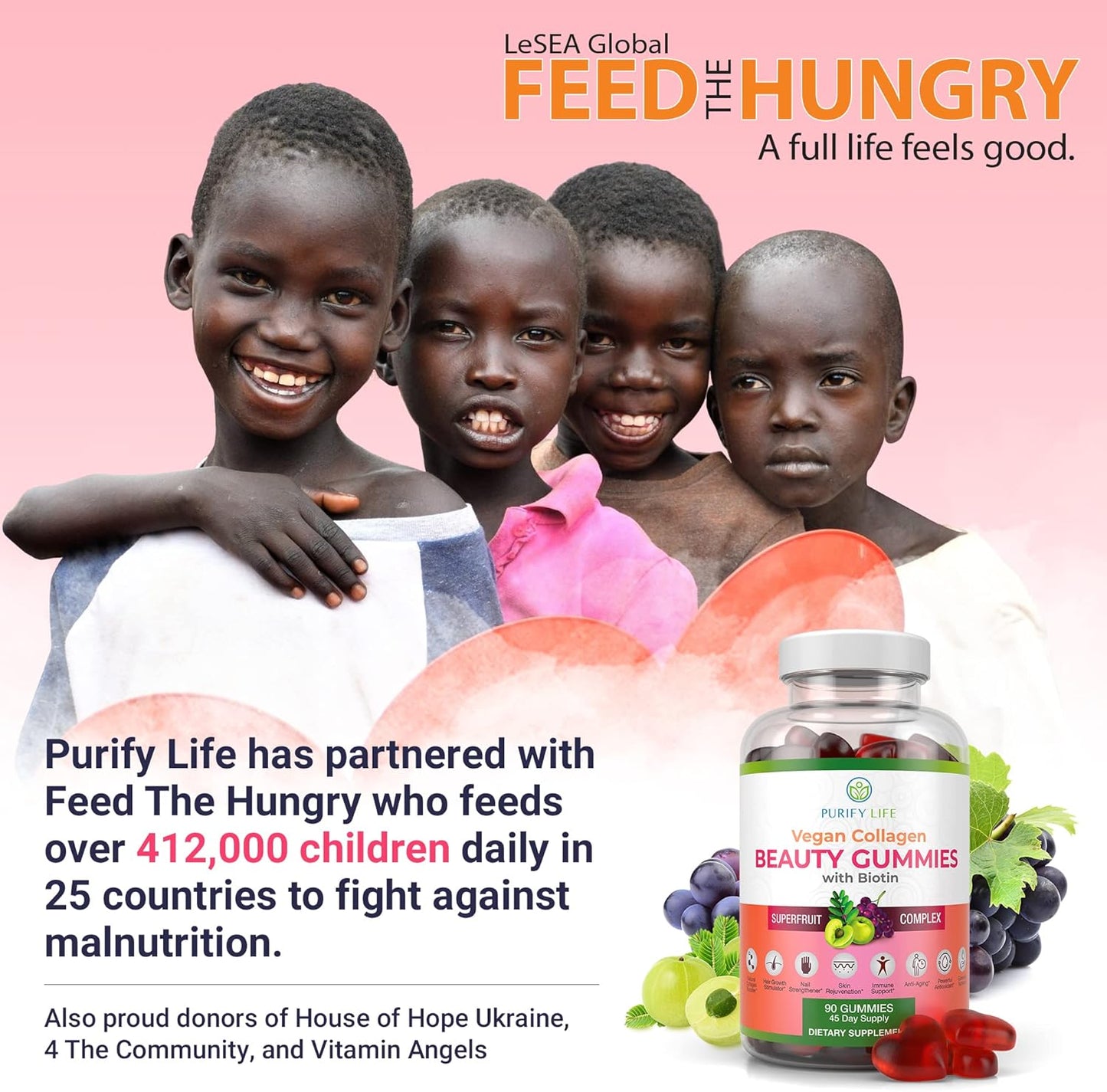 Vegan Collagen Booster Gummies with Biotin Vitamins for Hair Skin and Nails Health, Anti - Aging (90 Chews) - Vegan America