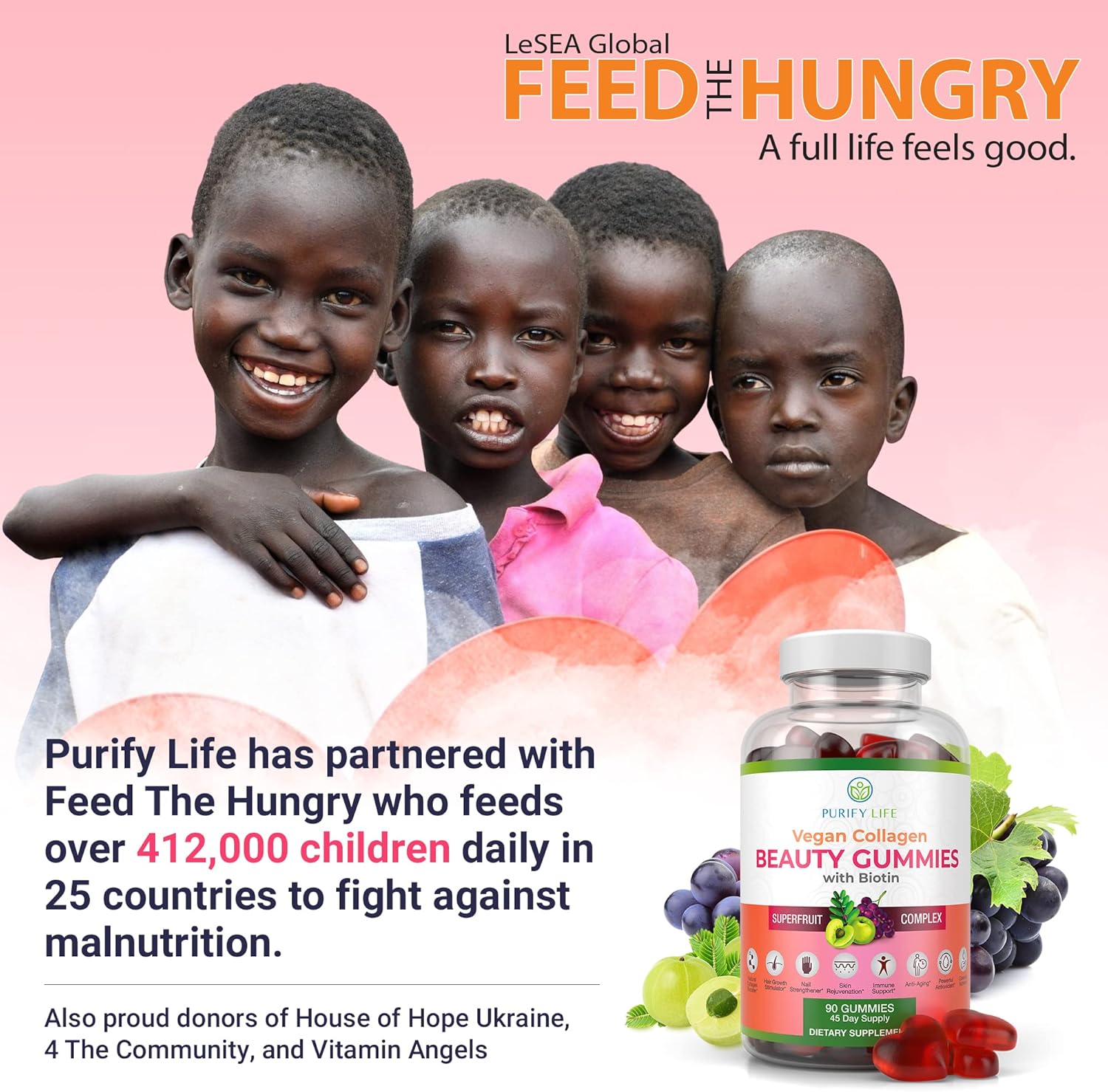 Vegan Collagen Booster Gummies with Biotin Vitamins for Hair Skin and Nails Health, Anti - Aging (90 Chews) - Vegan America