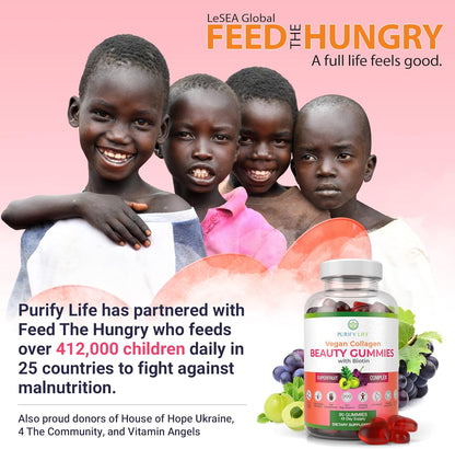 Vegan Collagen Booster Gummies with Biotin Vitamins for Hair Skin and Nails Health, Anti - Aging (90 Chews) - Vegan America