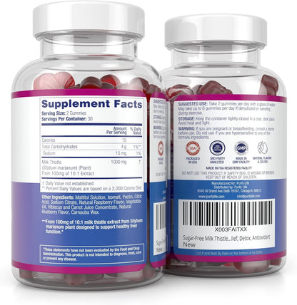 Sugar Free Milk Thistle Gummies for Liver Function, Detox & Cleanse, Hangover Relief - Vegan America