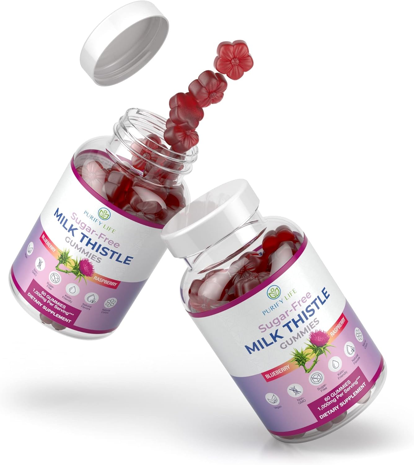 Sugar Free Milk Thistle Gummies for Liver Function, Detox & Cleanse, Hangover Relief - Vegan America