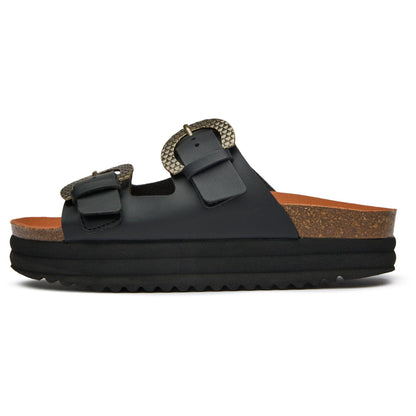 Plum Footbed Reptile Sandals - Vegan America