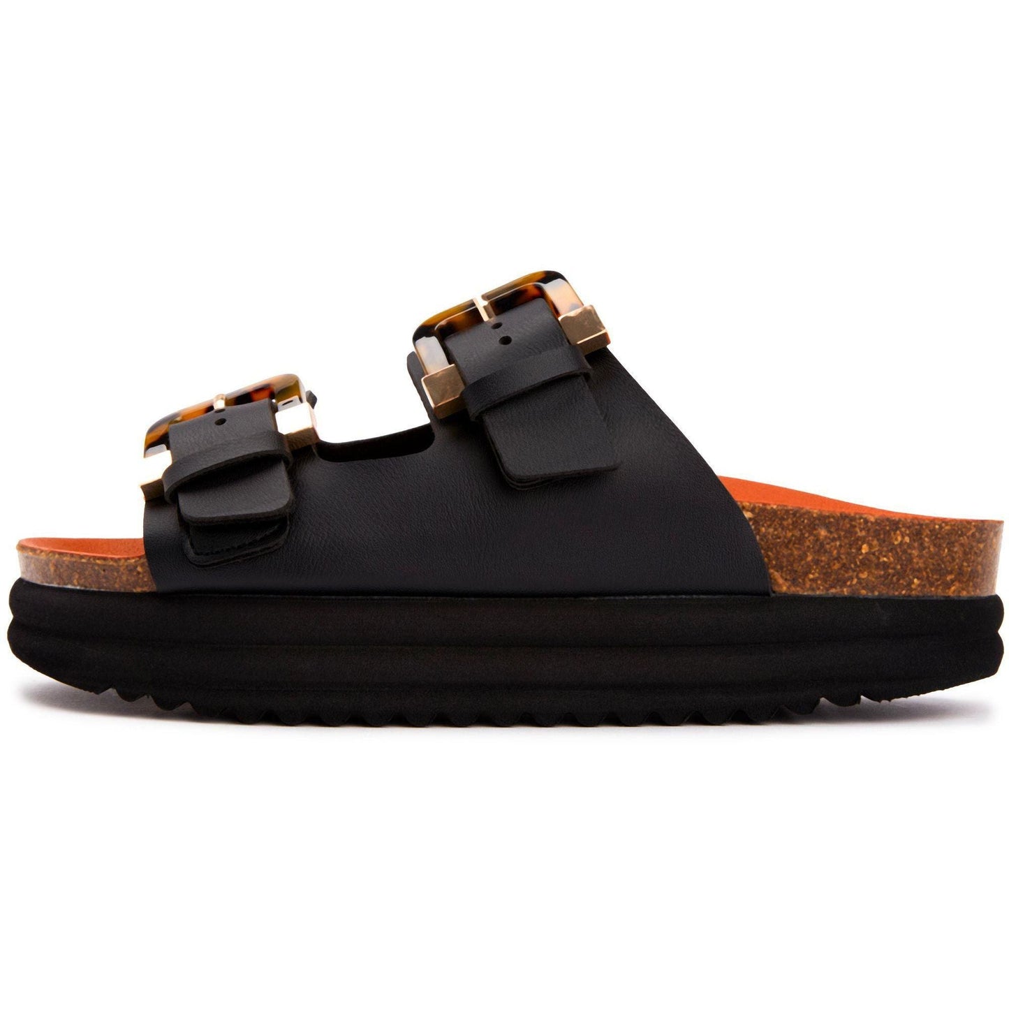 Plum Footbed Tortoiseshell Sandals - Vegan America