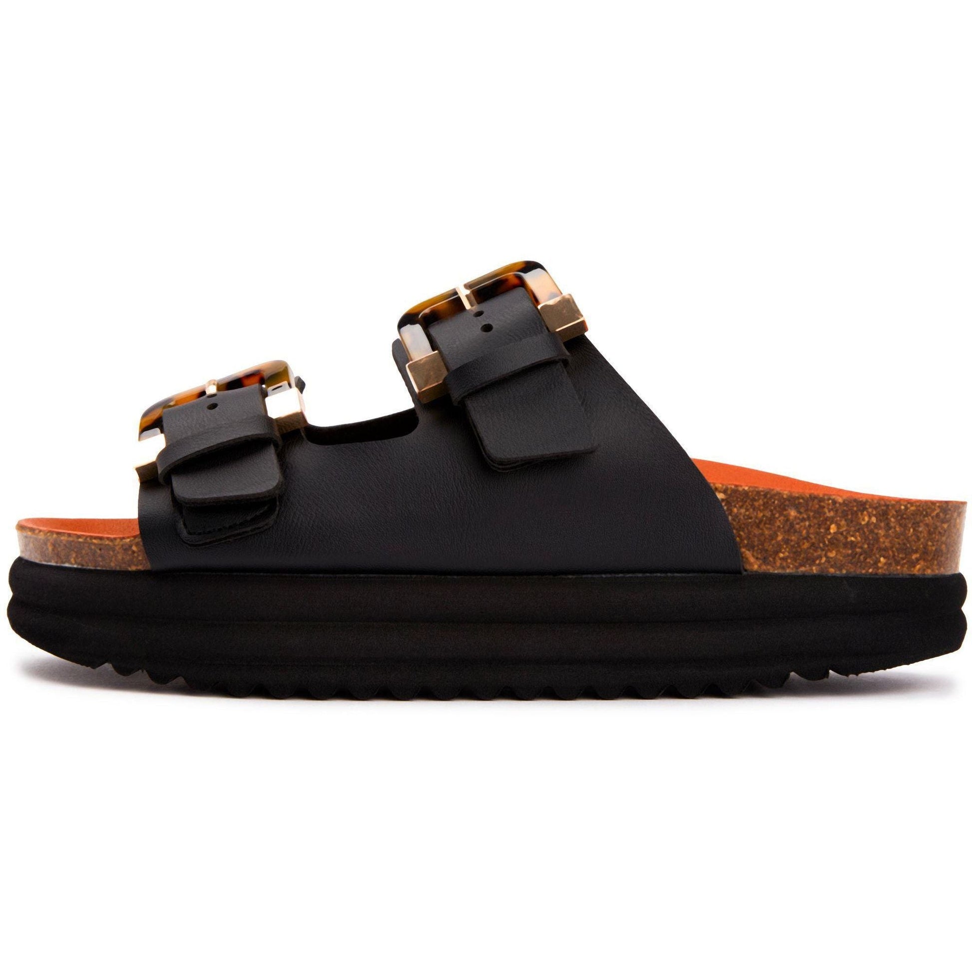 Plum Footbed Tortoiseshell Sandals - Vegan America