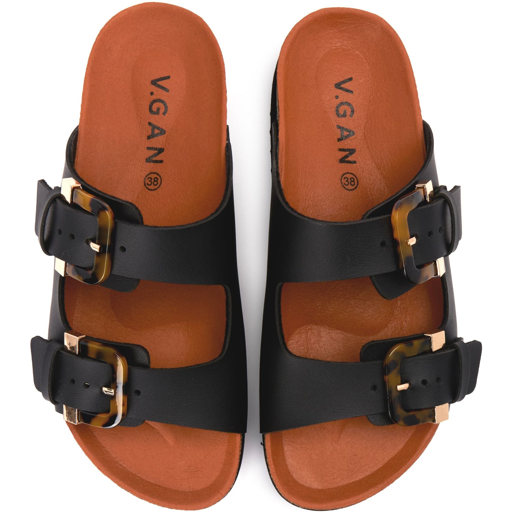 Plum Footbed Tortoiseshell Sandals - Vegan America