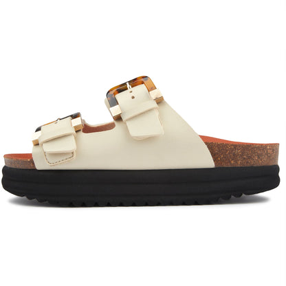 Plum Footbed Tortoiseshell Sandals - Vegan America
