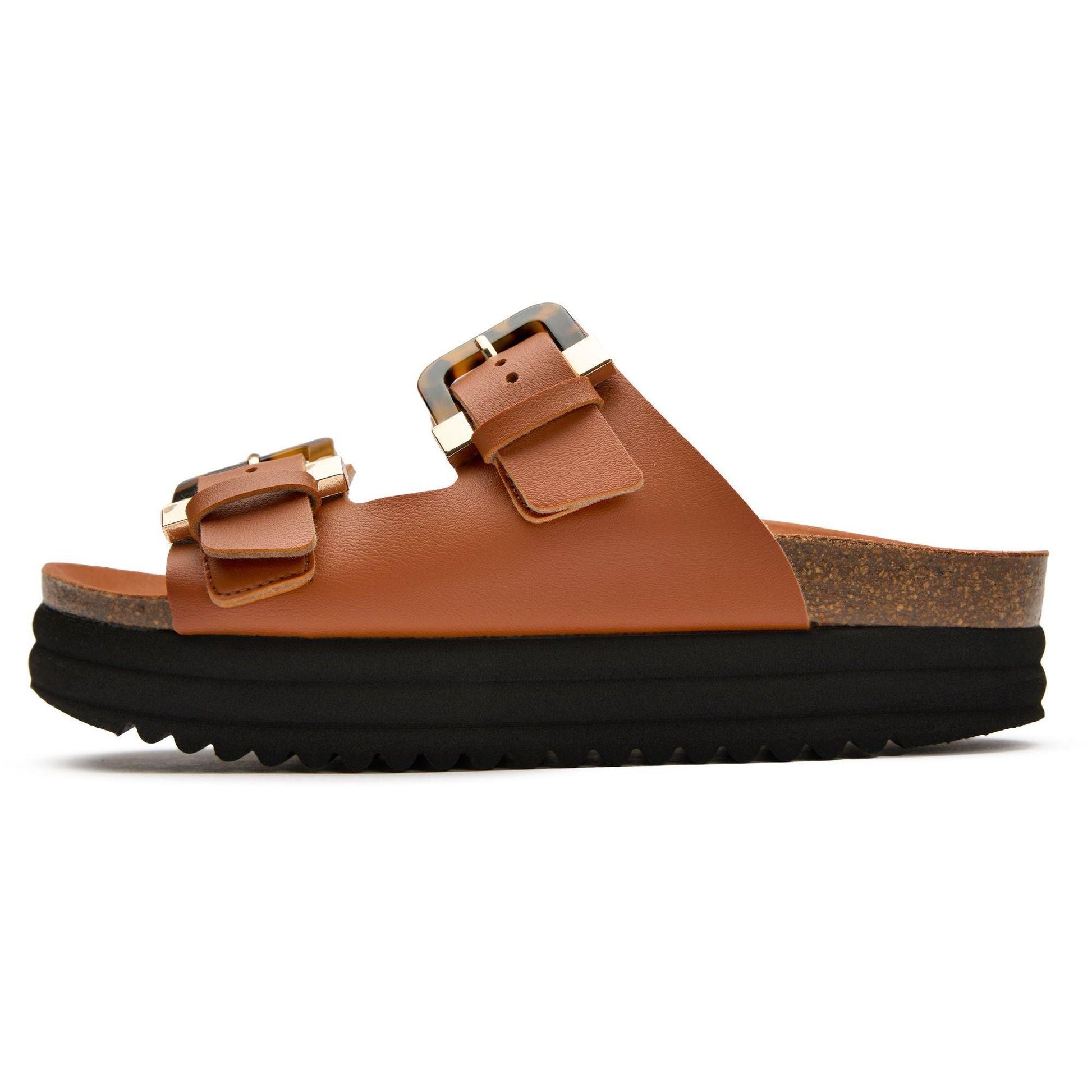 Plum Footbed Tortoiseshell Sandals - Vegan America