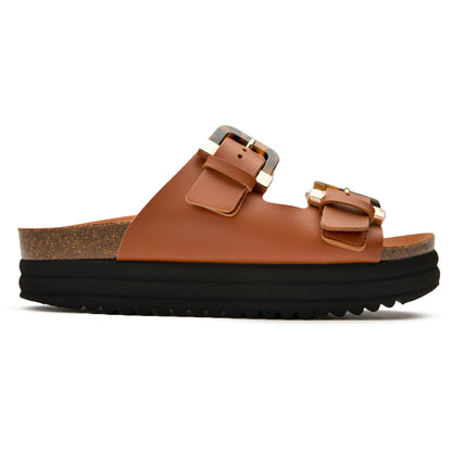 Plum Footbed Tortoiseshell Sandals - Vegan America