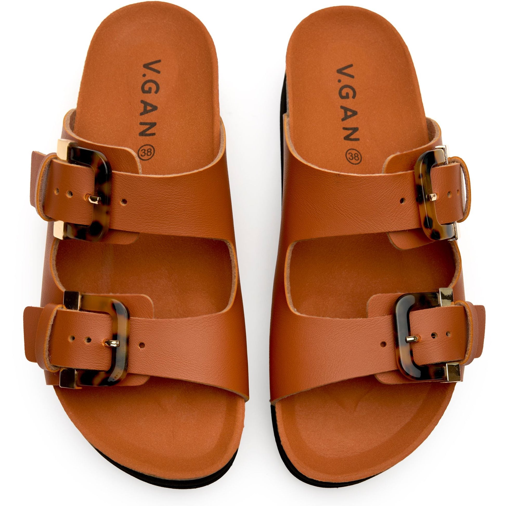 Plum Footbed Tortoiseshell Sandals - Vegan America