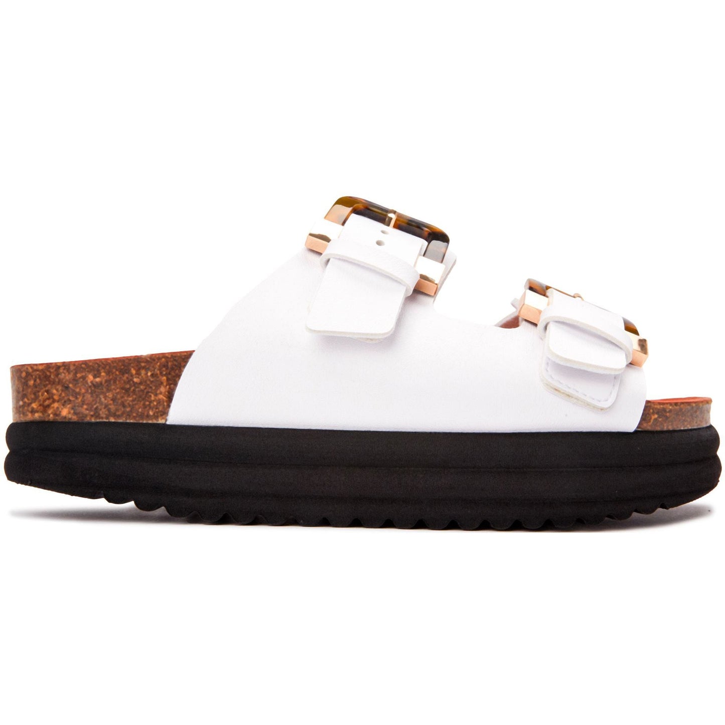 Plum Footbed Tortoiseshell Sandals - Vegan America