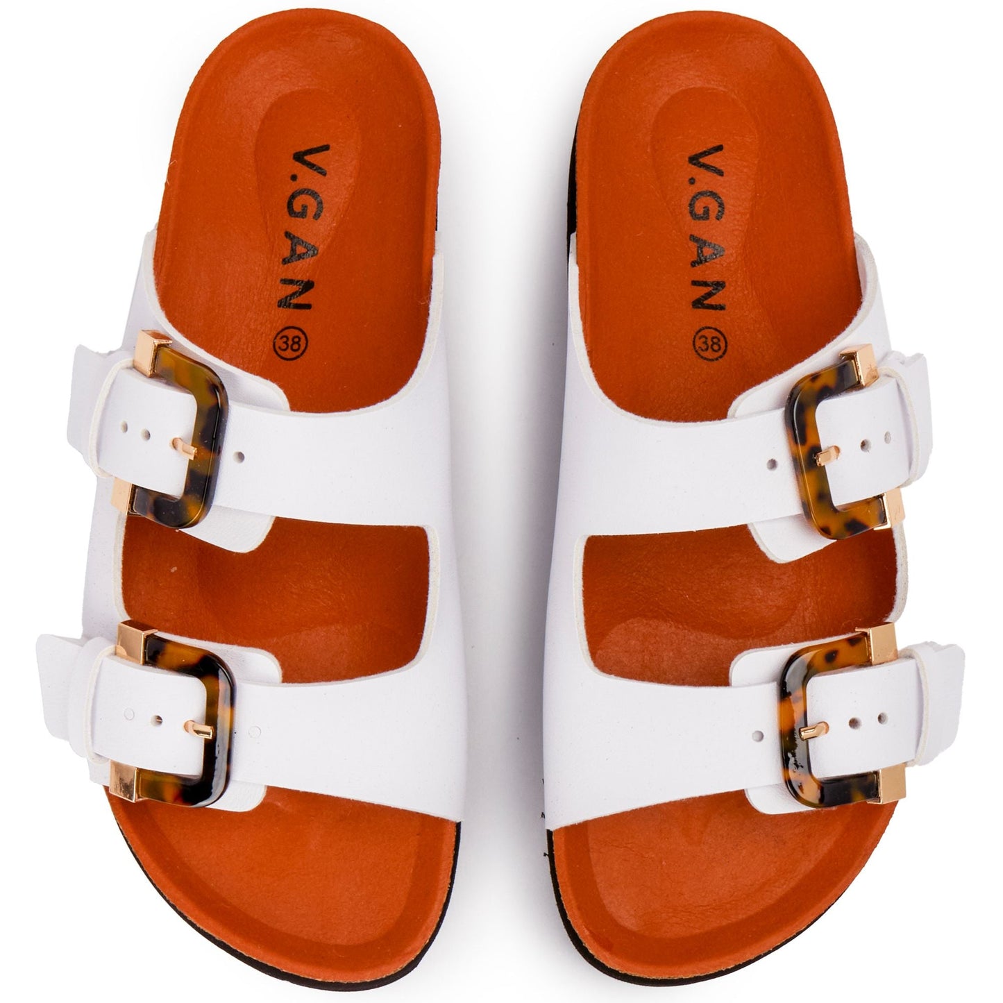 Plum Footbed Tortoiseshell Sandals - Vegan America