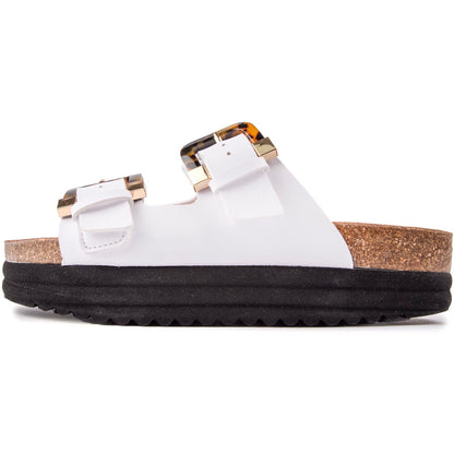 Plum Footbed Tortoiseshell Sandals - Vegan America