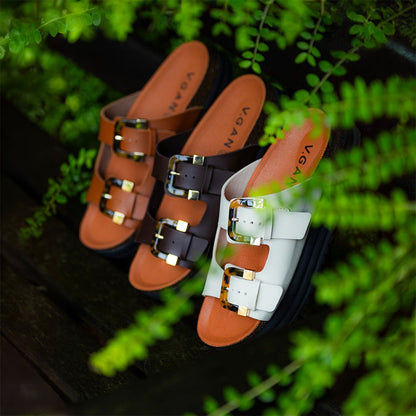 Plum Footbed Tortoiseshell Sandals - Vegan America